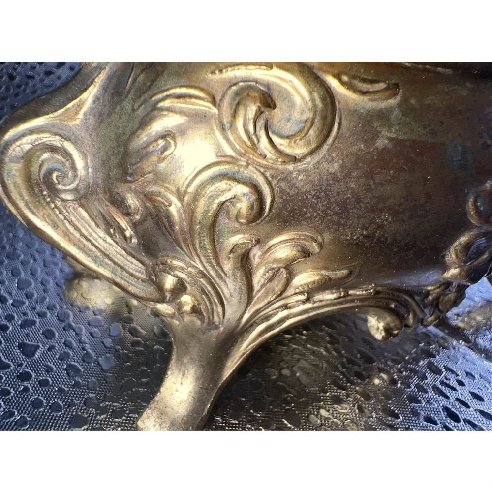 Antique Art Nouveau Jewelry Casket‎ Or Trinket Box Gold Tone